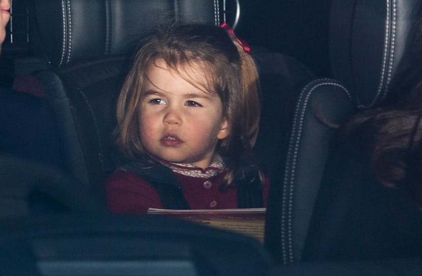 Princess Charlotte going to Christmas lunch in 2017.