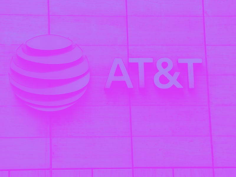DALLAS, TEXAS - MARCH 13:  The logo of AT&T outside of AT&T corporate headquarters on March 13, 2020...