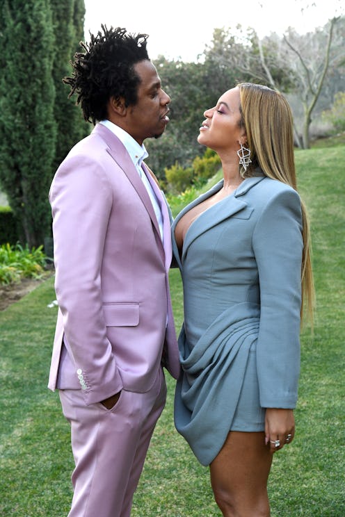 LOS ANGELES, CALIFORNIA - JANUARY 25: (L-R) Jay-Z and Beyoncé attend 2020 Roc Nation THE BRUNCH on J...