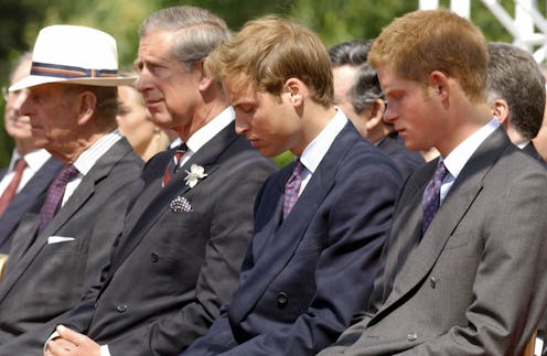 From left, the Duke of Edinburgh, the Prince of Wales, Prince William and Prince Harry at the openin...