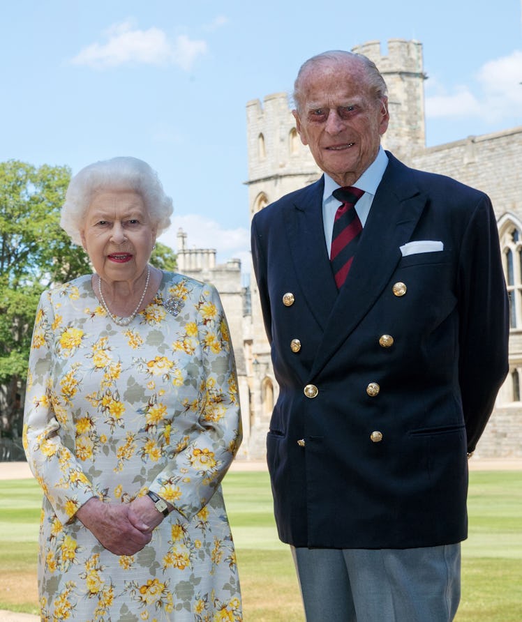 Queen Elizabeth II and the Duke of Edinburgh pictured 1/6/2020 in the quadrangle of Windsor Castle a...