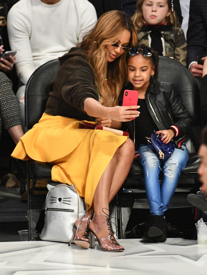 LOS ANGELES, CA - FEBRUARY 18:  Beyonce and Blue Ivy Carter attend The 67th NBA All-Star Game: Team ...