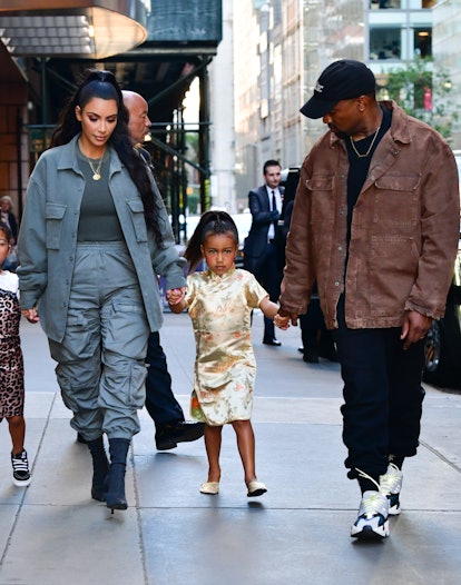 NEW YORK, NY - JUNE 15:  Kim Kardashian, North West and Kanye West arrive to The Polo Bar on June 15...