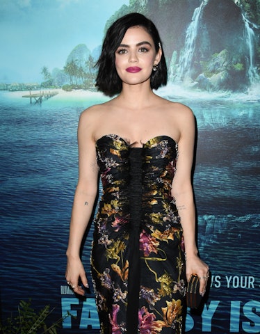 CENTURY CITY, CALIFORNIA - FEBRUARY 11:  Lucy Hale attends the premiere of Columbia Pictures' "Blumh...