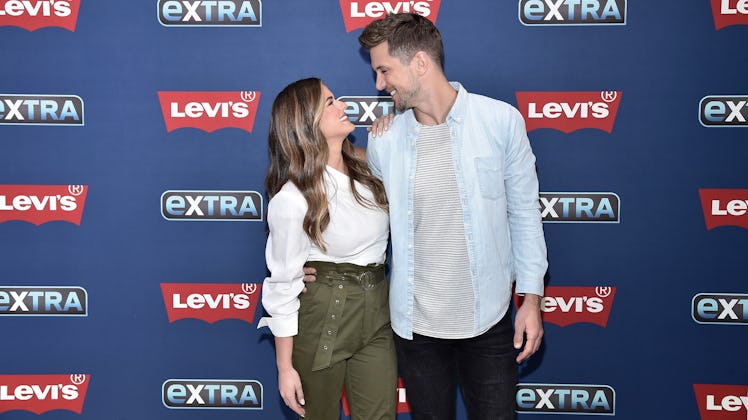 NEW YORK, NEW YORK - OCTOBER 30: (EXCLUSIVE COVERAGE) JoJo Fletcher and Jordan Rodgers visit "Extra"...