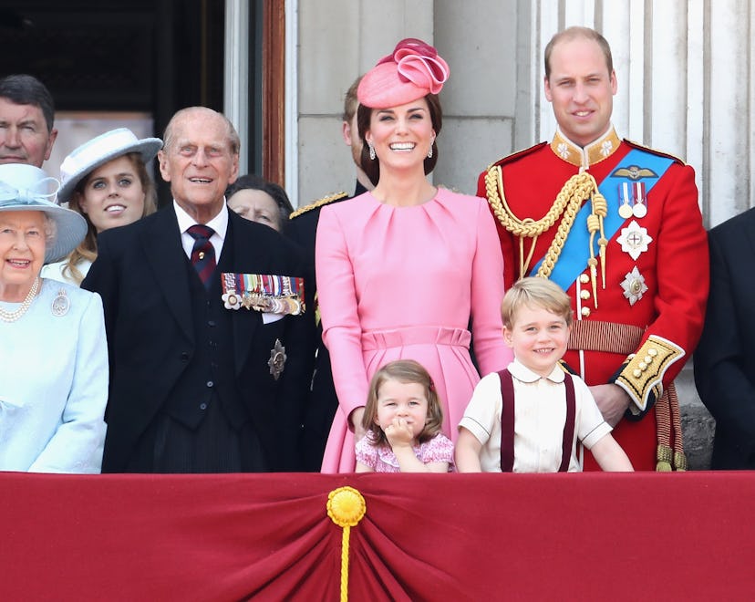 (L-R) Queen Elizabeth II, Prince Philip, Duke of Edinburgh, Catherine, Duchess of Cambridge, Princes...