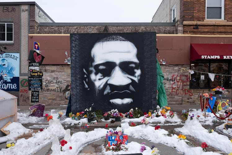 A mural of George Floyd at the intersection of 38th Street and Chicago Avenue S.  in Minneapolis, Un...