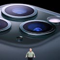 Apple Senior Vice President of Worldwide Marketing Phil Schiller speaks on-stage during a product launch event at Apple's headquarters in Cupertino, California on September 10, 2019. - Apple unveiled its iPhone 11 models Tuesday, touting upgraded, ultra-wide cameras as it updated its popular smartphone lineup and cut its entry price to $699. (Photo by Josh Edelson / AFP) (Photo credit should read JOSH EDELSON/AFP via Getty Images)