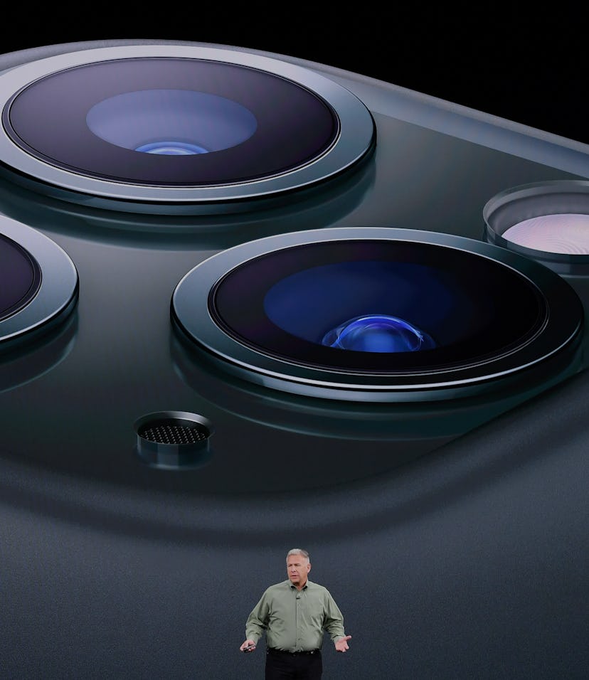 Apple Senior Vice President of Worldwide Marketing Phil Schiller speaks on-stage during a product la...