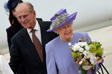 Britain's Queen Elizabeth II and Prince Philip arrive at Rome's airport of Ciampino. Rome (Italy) Ap...