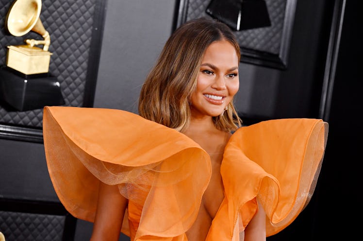 LOS ANGELES, CALIFORNIA - JANUARY 26: Chrissy Teigen attends the 62nd Annual GRAMMY Awards at STAPLE...