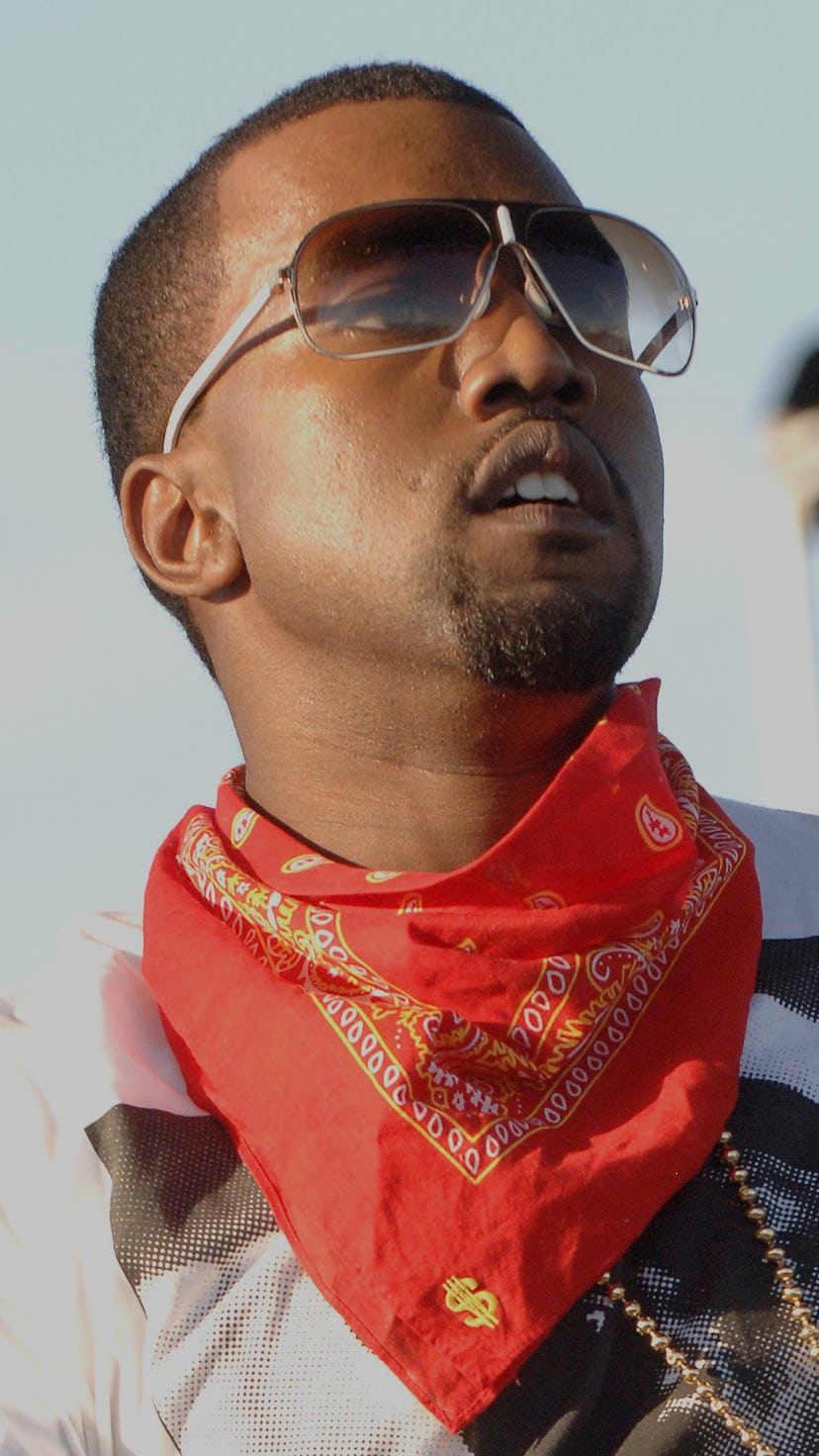Kanye West performs during Coachella 2006 at the Empire Polo Fields on April 29, 2006 in Indio, Cali...
