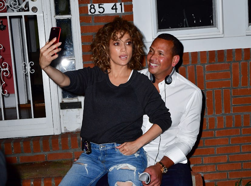 NEW YORK, NY - AUGUST 23:  Jennifer Lopez and Alex Rodriguez seen on location for 'Shades of Blue' i...