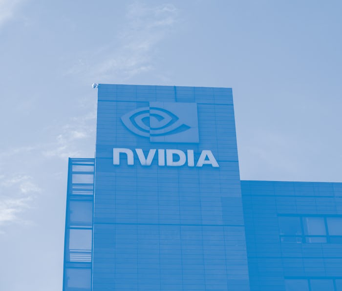 TIANJIN, CHINA - FEBRUARY 07: A Nvidia logo is seen on the company's building at an industry park on...