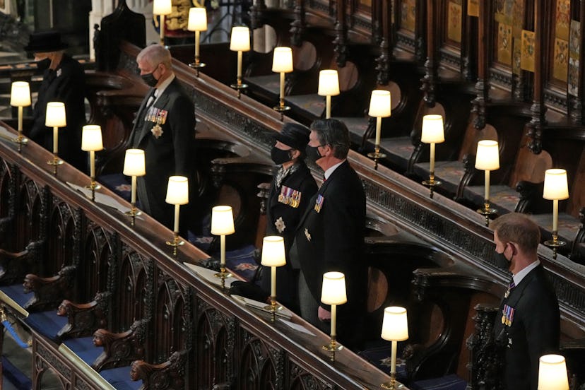 (L-R) Britain's Queen Elizabeth II, Britain's Prince Andrew, Duke of York, Britain's Princess Anne, ...