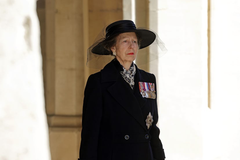 WINDSOR, ENGLAND - APRIL 17: Princess Anne, Princess Royal during the funeral of Prince Philip, Duke...