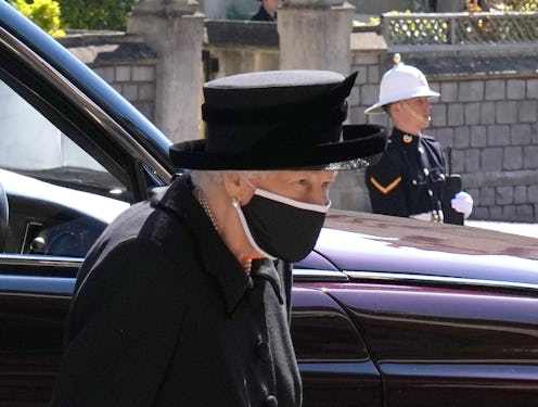 WINDSOR, ENGLAND - APRIL 17: Queen Elizabeth II arrives for the funeral of her husband Prince Philip...