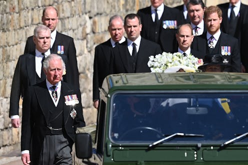 Britain's Prince Charles, Prince of Wales, (L-front), Britain's Prince Andrew, Duke of York, (L-cent...