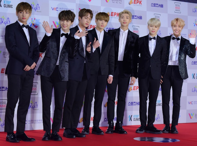 SEOUL, SOUTH KOREA - JANUARY 19: BTS attends 26th High1 Seoul Music Awards at Jamsil Arena on Januar...