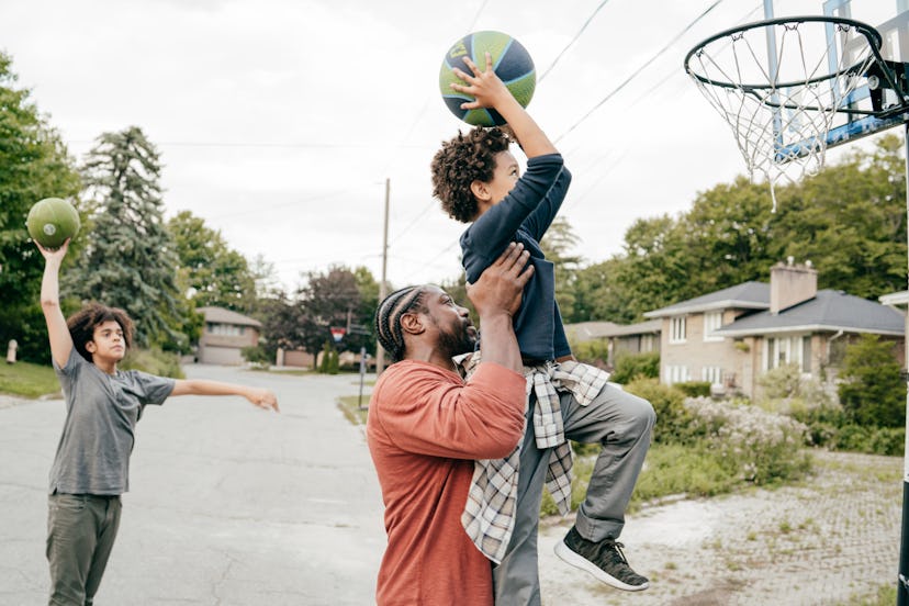 Play a game of basketball for Father's Day, father's day games and activities