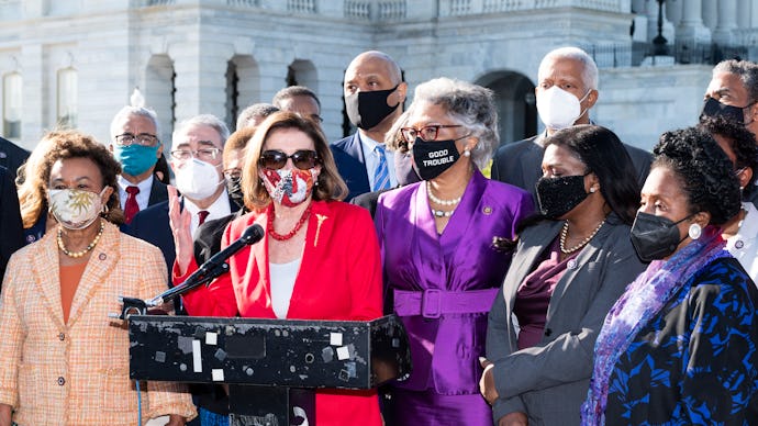 UNITED STATES - APRIL 20: The Speaker of the House Nancy Pelosi, D-Calif., speaks at a news conferen...