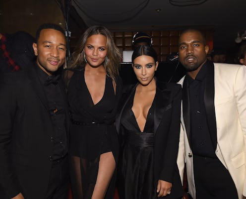NEW YORK, NY - JANUARY 08: (EXCLUSIVE COVERAGE) John Legend, Chrissy Teigen, Kim Kardashian and Ka...
