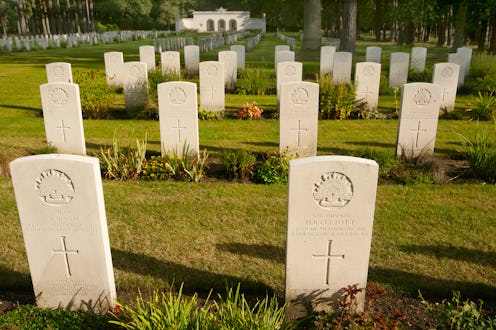Commonwealth War Graves Commission headstones, mark this section of Australian war graves, at Brookw...