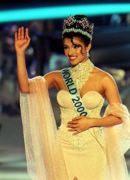 Priyanka Chopra in a during the Miss World contest at The Millennium Dome in Greenwich