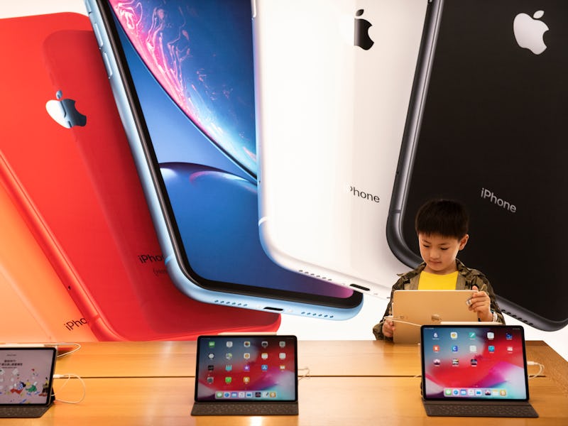 HONG KONG, CHINA - 2019/05/11: A child seen with a ipad at an American multinational technology comp...