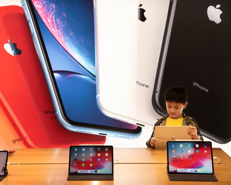 HONG KONG, CHINA - 2019/05/11: A child seen with a ipad at an American multinational technology comp...