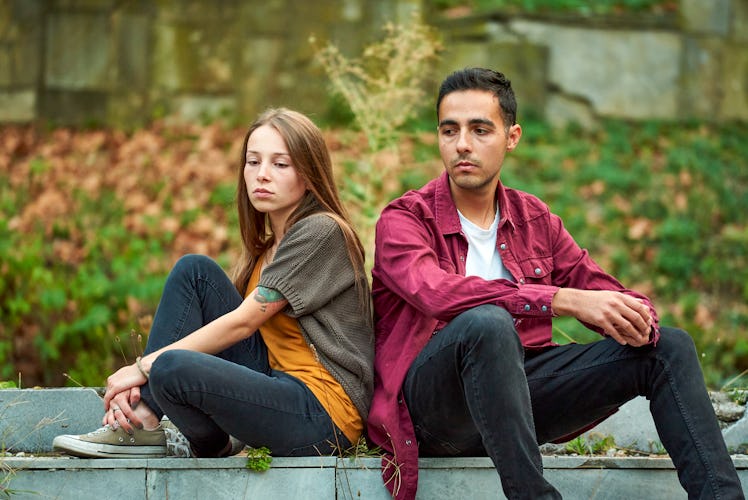 photos showing a young couple experiencing difficulties in their relationship