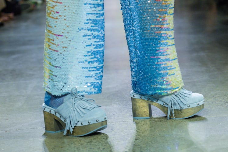 NEW YORK, NY - SEPTEMBER 09: Shoe details on the runway at the Anna Sui SS 20 Fashion Show on Sept...