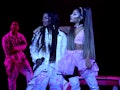 LOS ANGELES, CALIFORNIA - MAY 07: Victoria Monet (L) and Ariana Grande perform onstage during Ariana...