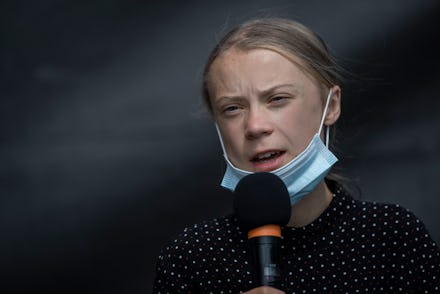 BERLIN, GERMANY - AUGUST 20: Swedish climate activist Greta Thunberg speaks a press conference after...