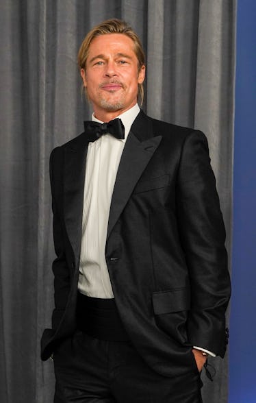 LOS ANGELES, CALIFORNIA - APRIL 25: Brad Pitt poses in the press room at the Oscars on Sunday, April...