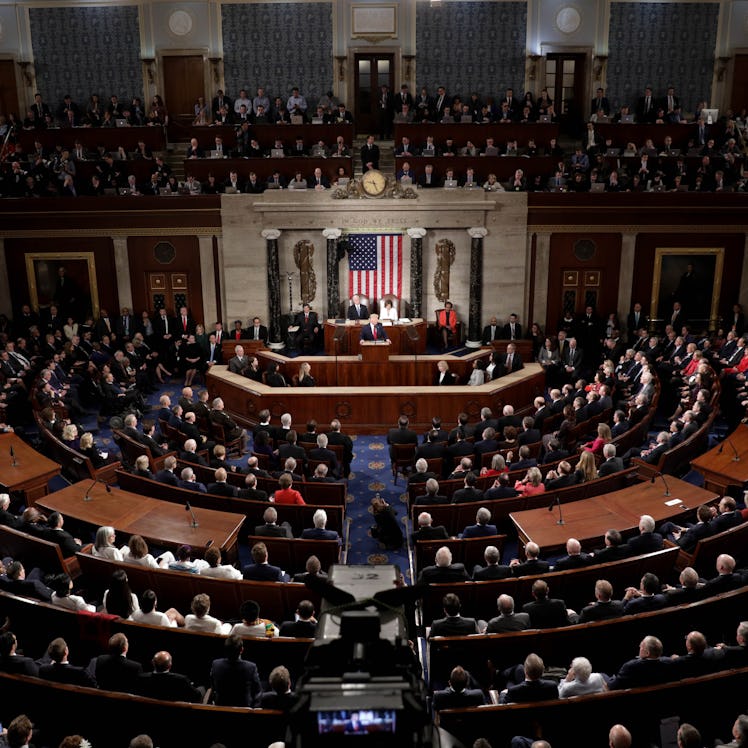 WASHINGTON DC, USA - FEBRUARY 04: U.S. President Donald Trump delivers his State of the Union addres...