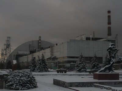 The New Safe Confinement sarcophagus covers destroyed 4th reactor at the Chornobyl NPP on November 2...