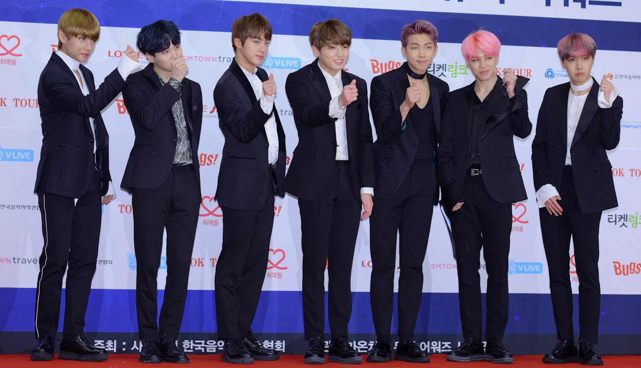 SEOUL, SOUTH KOREA - FEBRUARY 22: BTS attends the 2017 Gaon Chart K-Pop Award at Jamsil Arena on Feb...