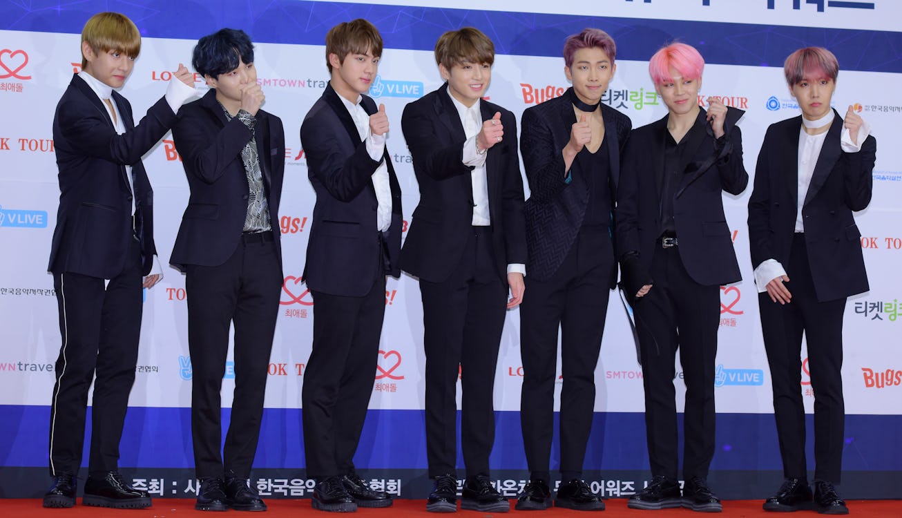 SEOUL, SOUTH KOREA - FEBRUARY 22: BTS attends the 2017 Gaon Chart K-Pop Award at Jamsil Arena on Feb...