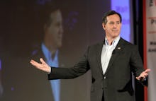 (Nashua, NH 012316 ) Republican presidential candidate former U.S. Senator Rick Santorum speaks dur...