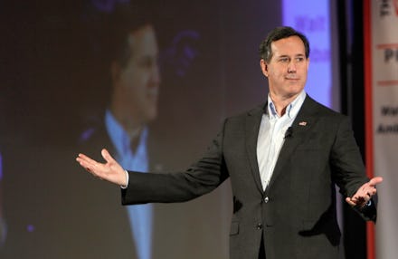 (Nashua, NH 012316 ) Republican presidential candidate former U.S. Senator Rick Santorum speaks dur...