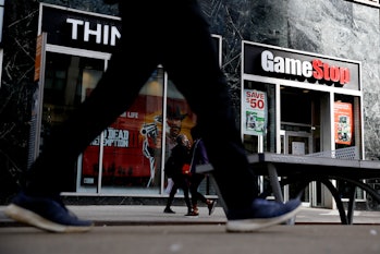 NEW YORK - NEW YORK - MARCH 23: People pass by GameStop at 6th Avenue on March 23, 2021 in New York....