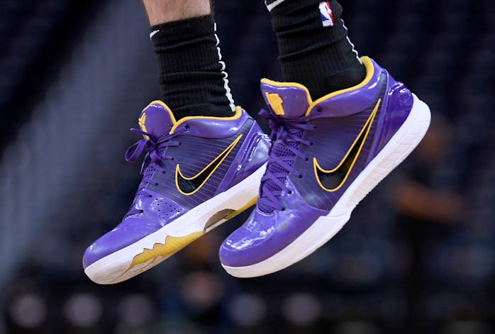 SAN FRANCISCO, CALIFORNIA - FEBRUARY 08: A detailed view of the Nike "Kobe" basketball shoe worn by ...