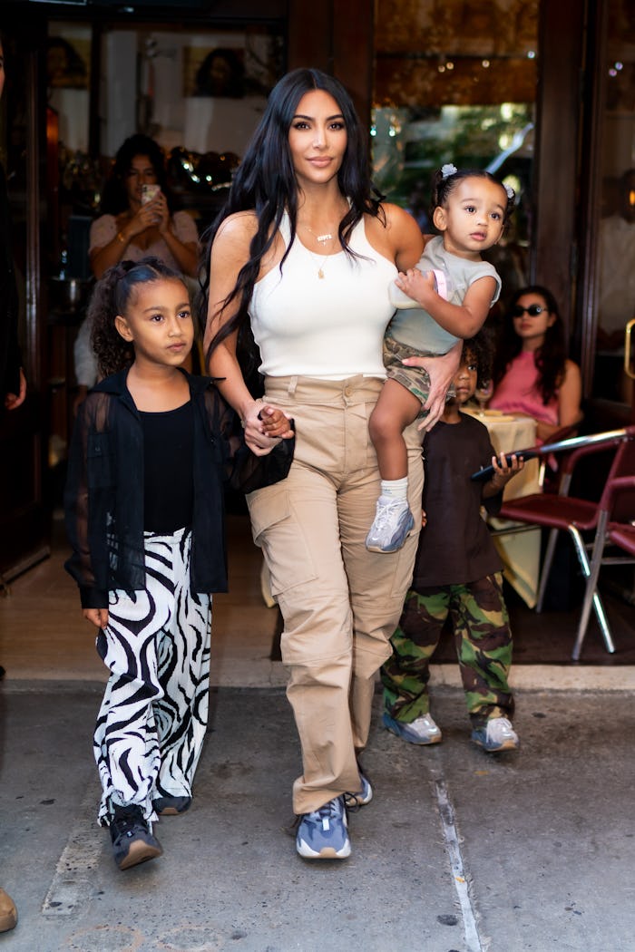NEW YORK, NEW YORK - SEPTEMBER 29: Kim Kardashian is seen with her children North, Saint and Chicago...