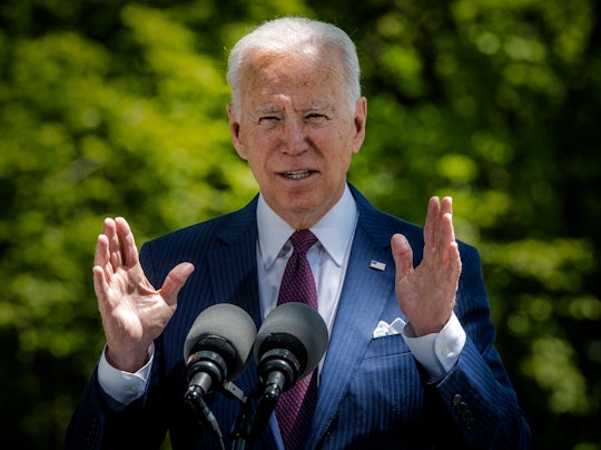 President Joe Biden delivers remarks on the front lawn of the White House on the ongoing Covid-19 re...