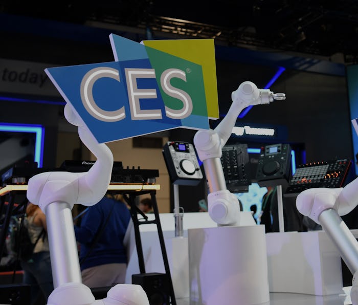 LAS VEGAS -- Mechanical arms move along with music during the 2020 Consumer Electronics Show in Las ...
