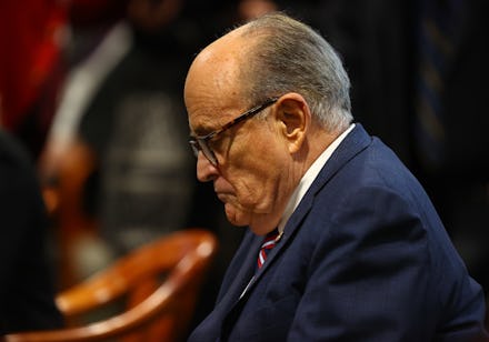 LANSING, MI - DECEMBER 02: U.S. President Donald Trump's personal attorney Rudy Giuliani waits to t...