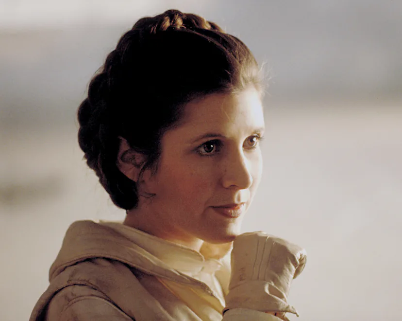 American actress Carrie Fisher on the set of Star Wars: Episode V - The Empire Strikes Back directed...