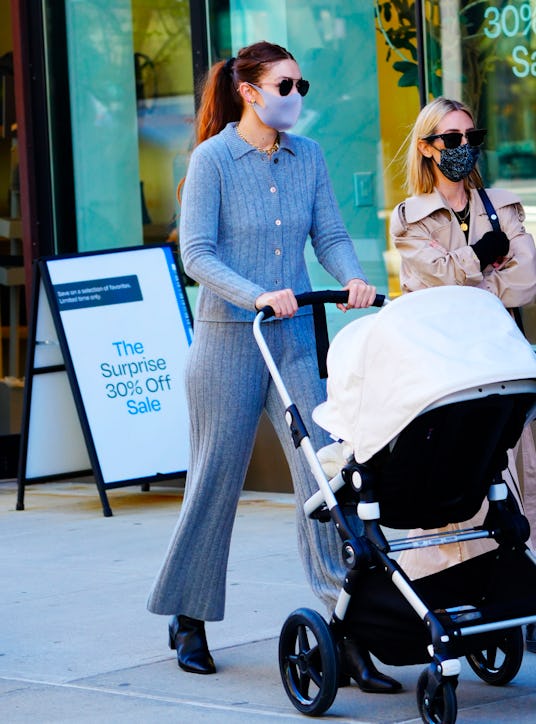 NEW YORK, NEW YORK - MARCH 29: Gigi Hadid is seen with baby Khai on March 29, 2021 in New York City....