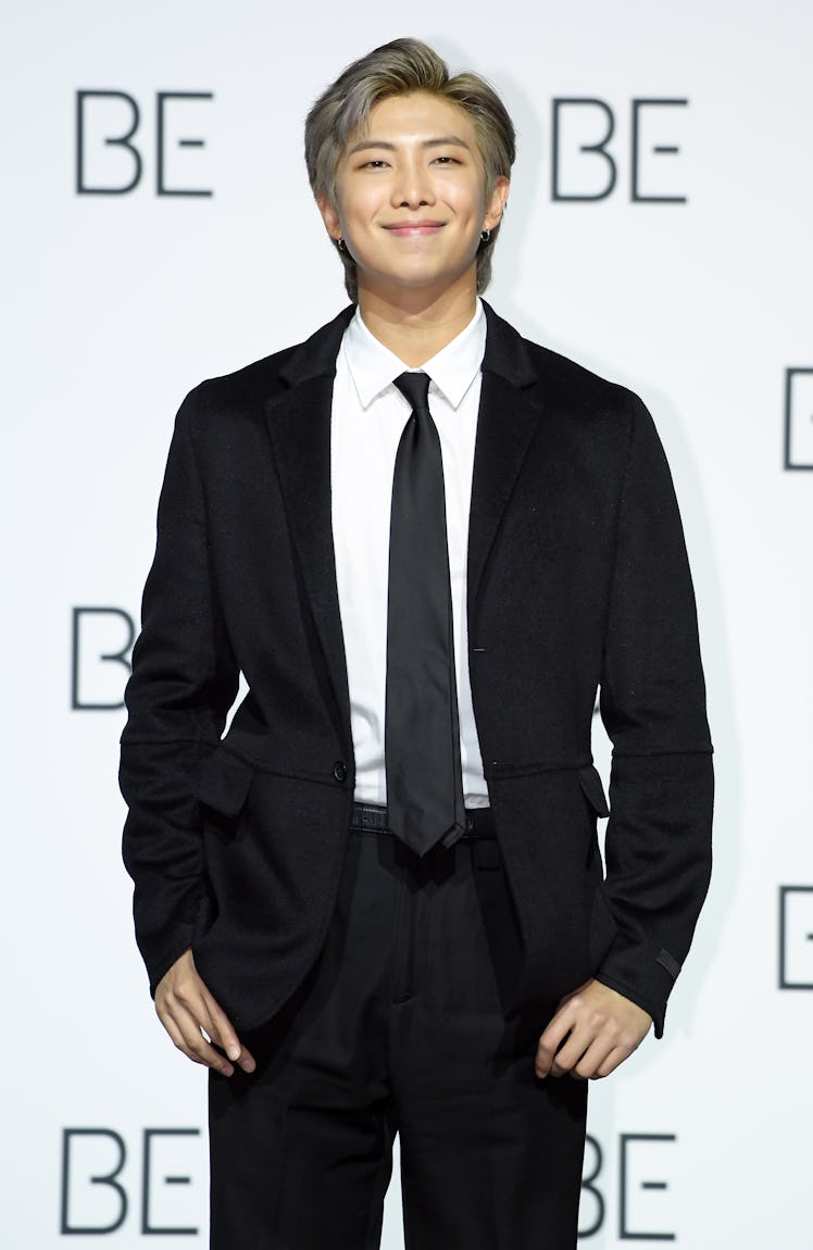 SEOUL, SOUTH KOREA - NOVEMBER 20: RM of BTS during BTS's New Album 'BE (Deluxe Edition)' Release Pre...